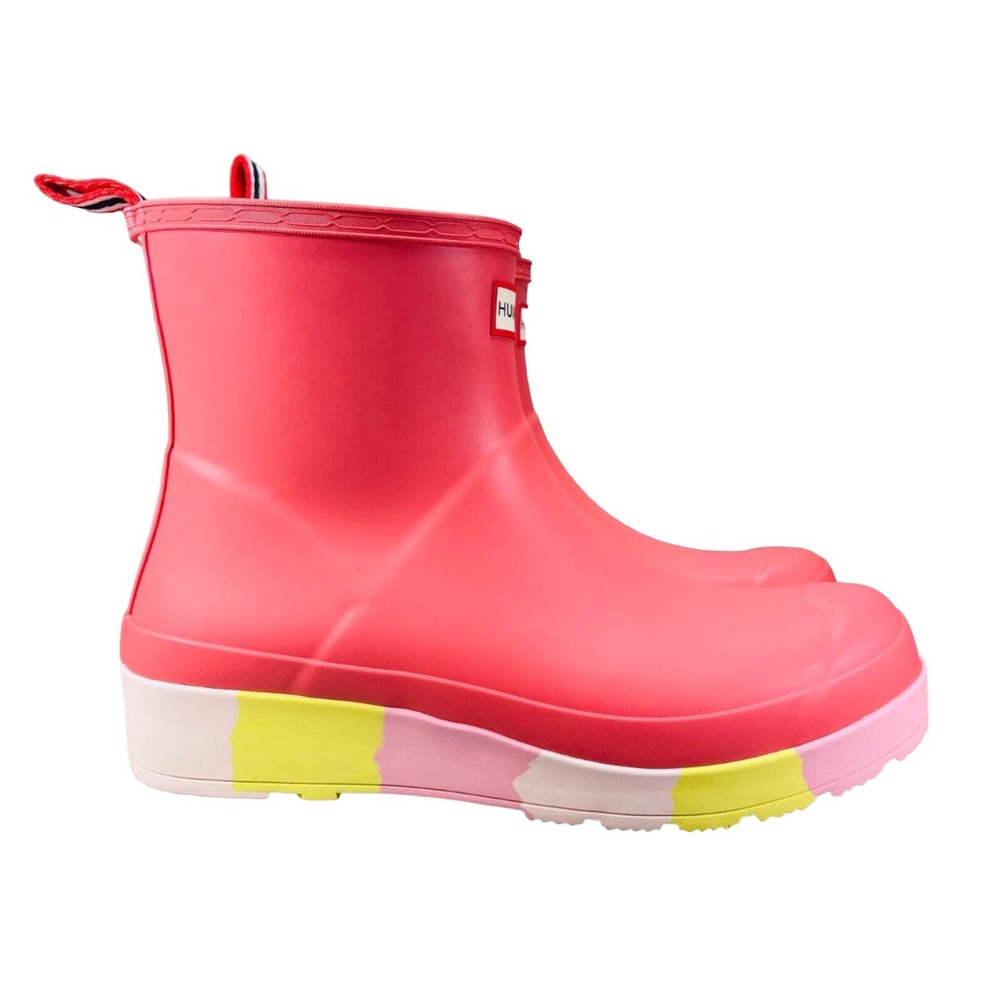 Hunter Play Short Womens Size 7 Rubber Rain Boots Stripe Sole Polaris Pink New - Picture 4 of 10